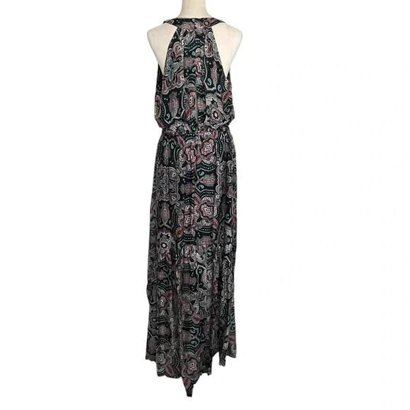 Ramy Brook Floral Savanna Print Maxi Silk Blend Halter Dress Women Size L - Picture 5 of 10